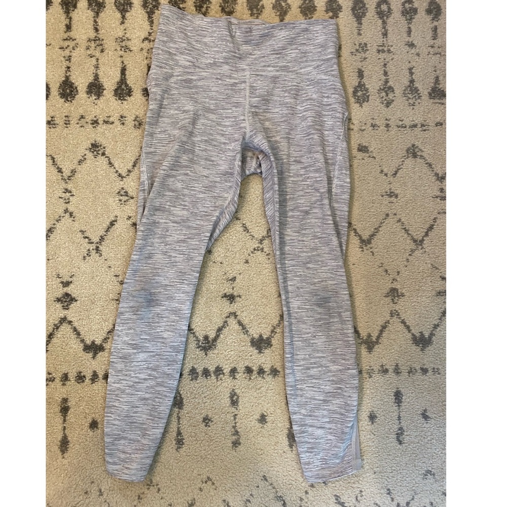 Lululemon high rise gray/white striped leggings